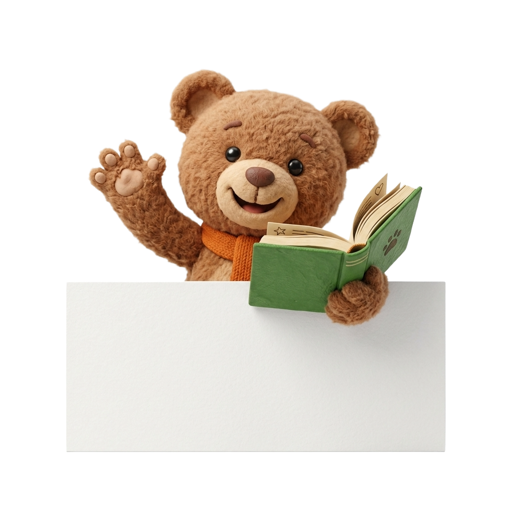 3D Bear Reading Mascot Hover